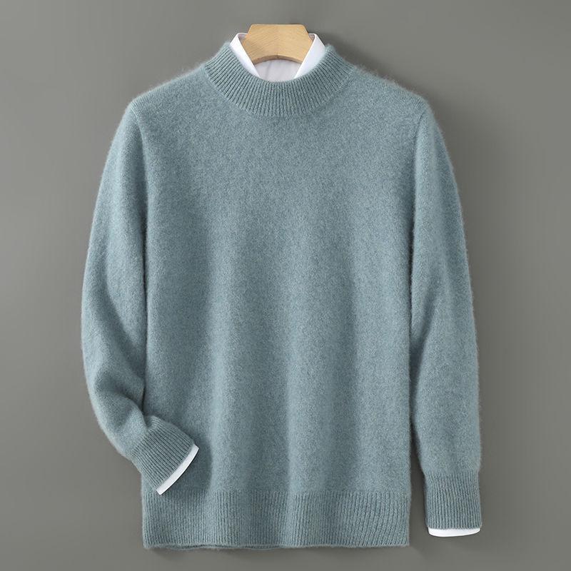 Men s Seamless Thick Knit Half-High Collar Pullover for Autumn/Winter L (50-60 kg)