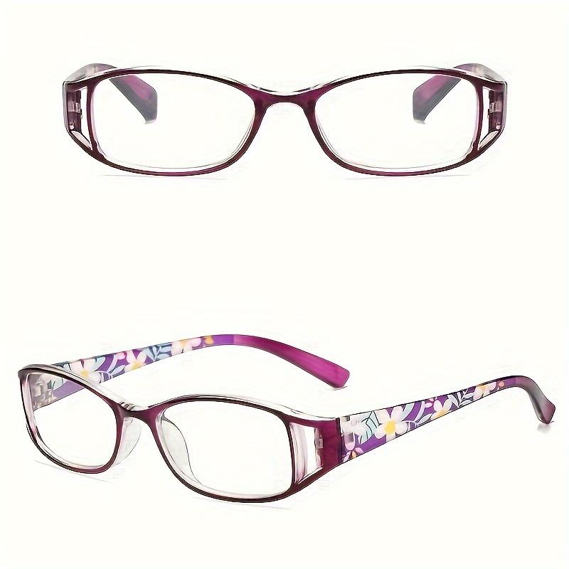 1PC Premium Classic Rectangle Reading Glasses - Floral Temples, For Middle-Aged/Elderly/Men/Women/Students/Teachers, Casual & Business Use