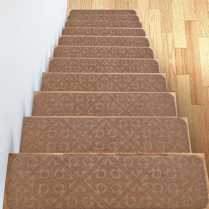 Soft Stair Step Pads with Diverse Embossing Self-adhesive Anti Slip Absorbent Properties Stair Carpet Rugs Protective Sticker Dirt Resistant Floor Mat