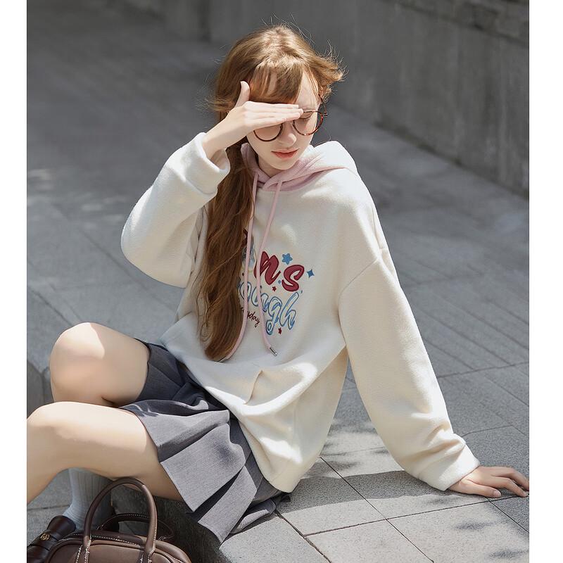 TonLion Women's Color-block Hooded Letter Sweatshirt