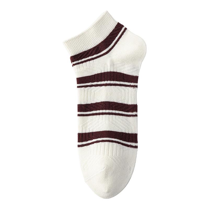 

Socks Men Summer Double-Stitch Short Socks Wicking Odor-Resistant Antibacterial Horizontal Stripes Men s Slit Short Tube Socks Summer 1 pair белый