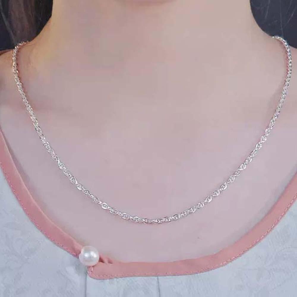 925 Silver Stacked Silver Necklace Zinc Zinc Alloy Collarbone Chain Elegant Glitter Choker Necklace  Bride