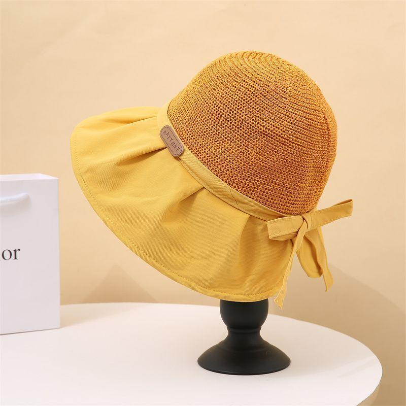 New bucket hat spring and autumn cotton labeling hat women's sunscreen sun hat big brim sun hat