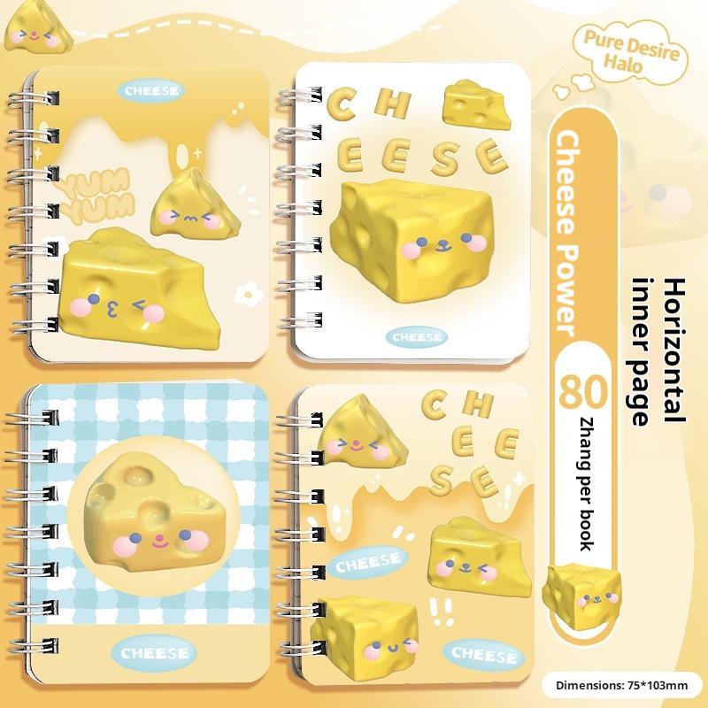 A7 Portable Pocket Cartoon Cheese Notepad - Cute Coil Notebook