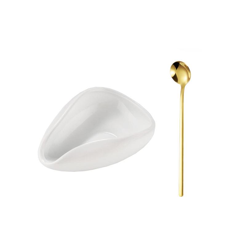 Ceramic Coffee Bean Tray & Stainless Steel Spoon Set: Collector, Display, Measuring & Weighing Use. Ceramic + 201 Stainless Steel