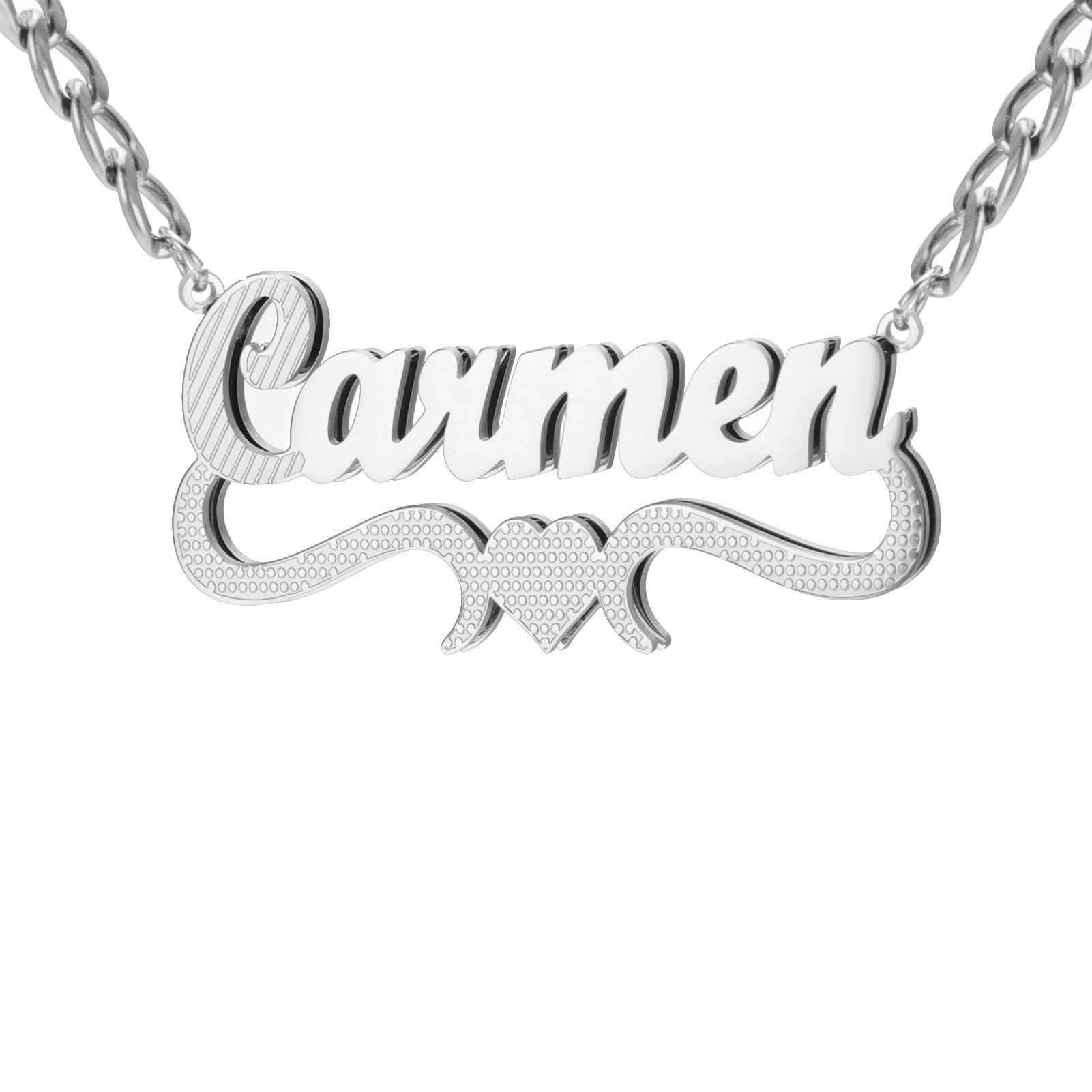 

Lemegeton Custom Name Necklace Corrosion Textured Pattern Pendant Women Men Stainless steel Jewelry Personalized Party Gifts 45cm Cuba Chain&Style 13 серебряный