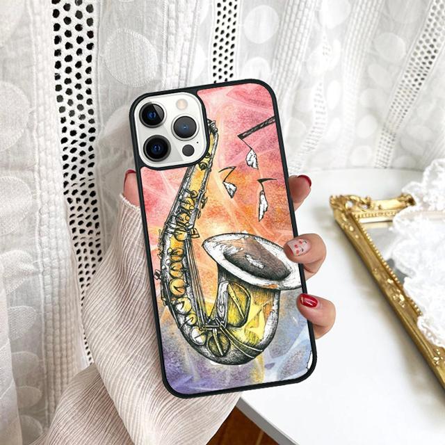 Saxophone Watercolor Art Phone Case For Samsung Galaxy S10 S22 S23 S24 Note 10 20 Lite S20 Plus S21 Ultra Back Cover