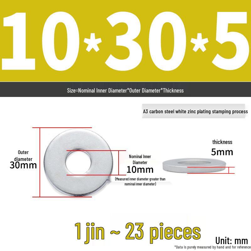 Extra Large Galvanized Metal Flat Washer - Thickened Round Screw Washer M6-M16