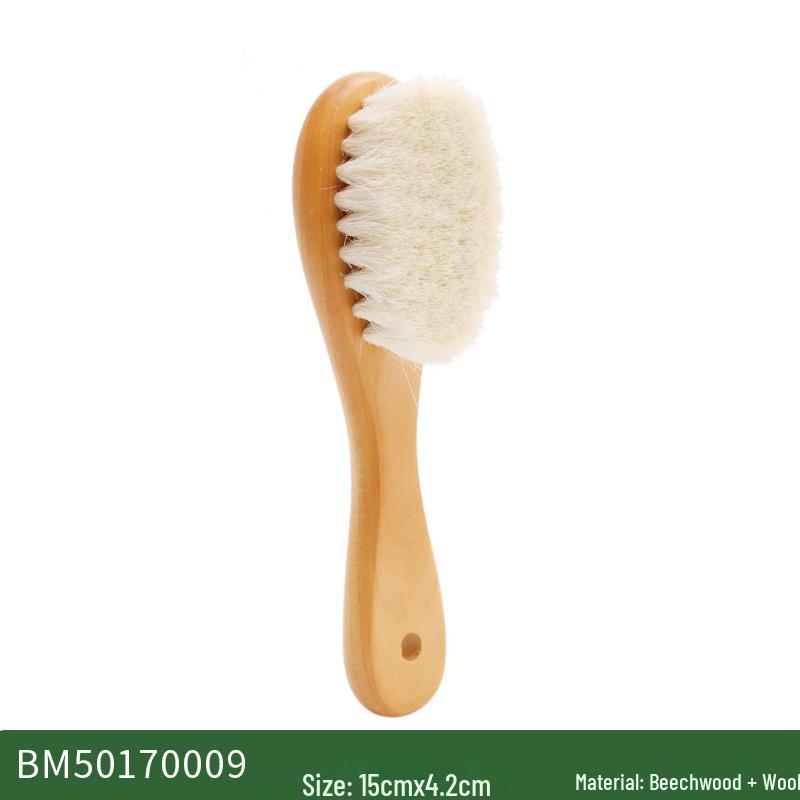 Beechwood Infant Hair & Bath Brush Set: Detangling, Massage, Air Cushion Brush & Flat Comb.