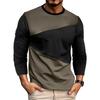 Men'S Round Neck Contrasting Loose Casual Long Sleeved Shirt