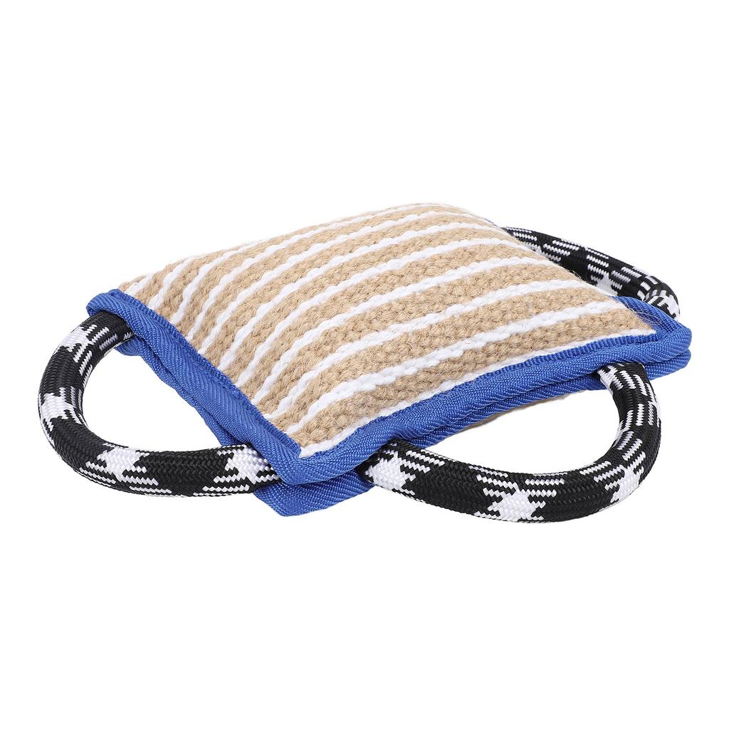 Beißkissen mit 3 starken Griffen Jute Reißfest Interaktives Spiel Hund Beiß Zerrspielzeug für erwachsene Hunde Blau