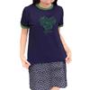 American Shoulder Color Matching Sweet Love Letter Design Short-sleeved T-shirt Women's Summer New Fashion Versatile Top