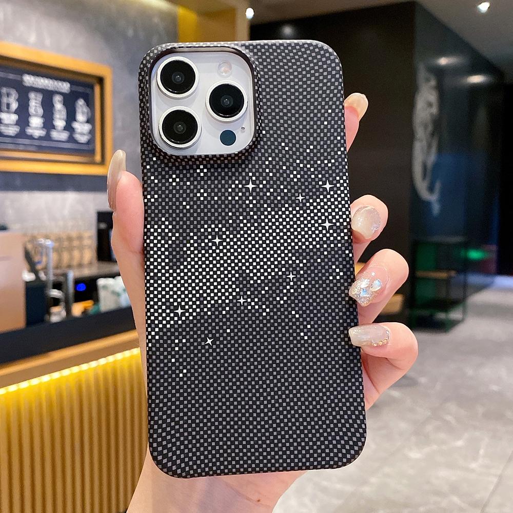 

Luxury Starry Sky pattern carbon fiber hard phone case for iPhone 15 14 13 12 11 Pro Max ultra-thin shockproof matte back cover For iPhone 15