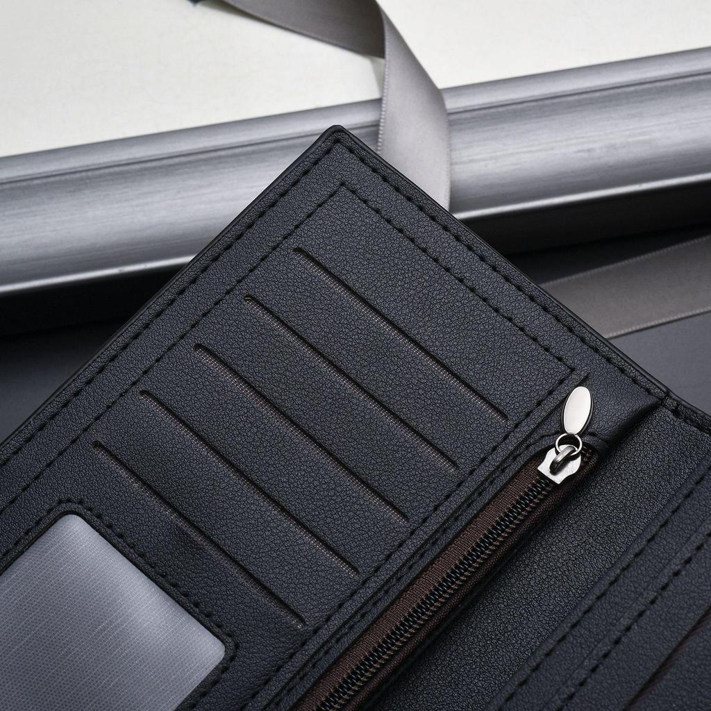 Men's Retro Ultra-Thin Long Wallet with Multi-Card Slots and Large Capacity