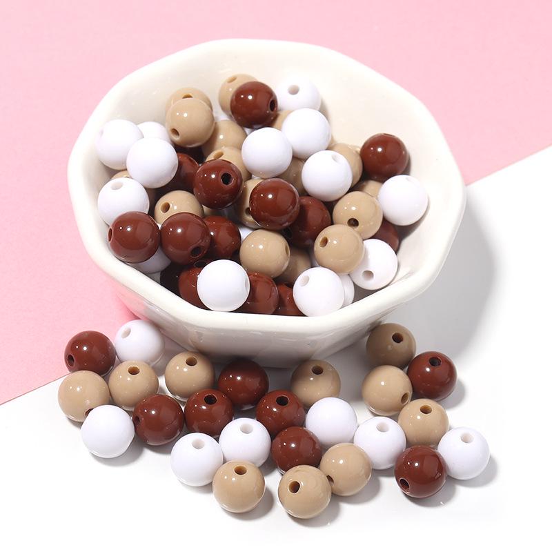 Akrylové Vánoční Série Jednobarevné Kulaté Korálky pro DIY Řetízky na Mobilní Telefon