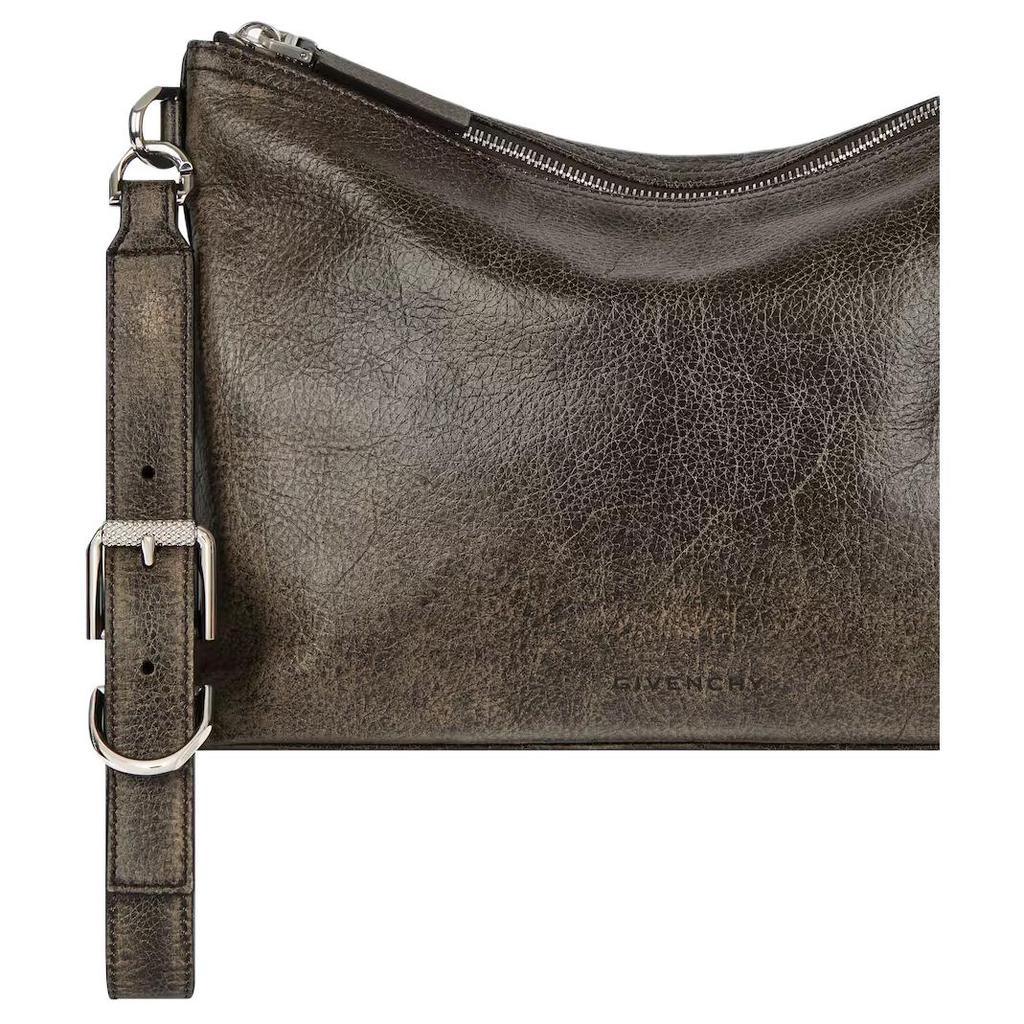 Givenchy Voyou Metal Buckle Zipper Closure Distressed Leather Clutch Men clutch Beige Brown BK60EYK1XT-288