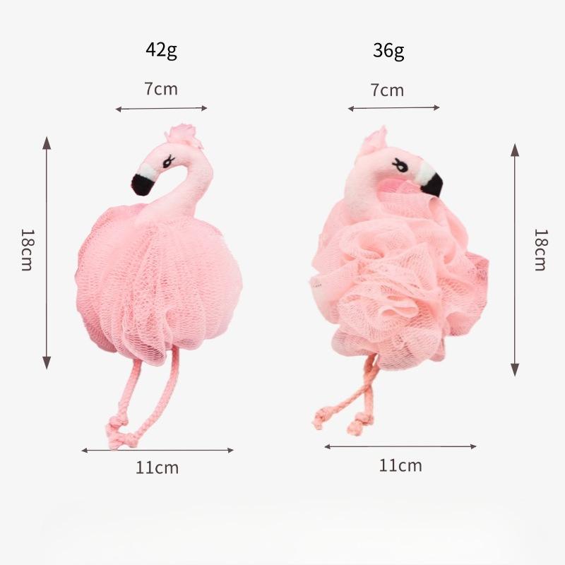 Pink Flamingos Soft Mesh Bath Flowers Girls Bath Brush Exfoliating Back Massage Scrubber Cleaning Balls Body Wash Foaming Net