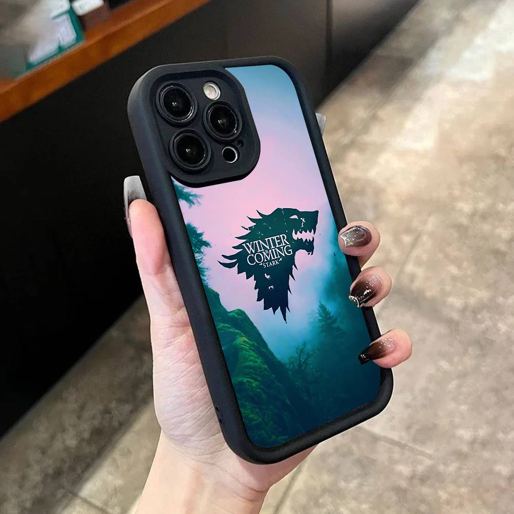 W-Winter Is C-Coming Phone Case For iPhone 17,16,15,14,13,12,11,Pro,Max,Plus,X,XS,SE4,E,Mini Black Thickened Border Case