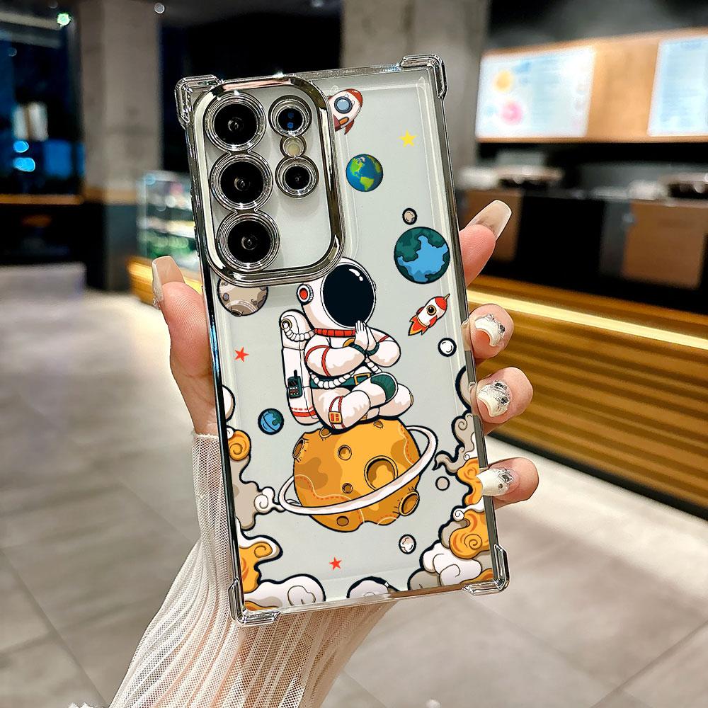 Cute Astronaut Planet Spaceman Coque For Galaxy S26 Ultra Phone Case For Samsung S26 S25 S24 S23 S21 Ultra S20 FE S25 Plus Cover
