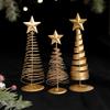 Gold Wire Pentagram Star Vintage Christmas Tree Creative Artificial Christmas Tree Desktop Decoration Statues Props Party Decor