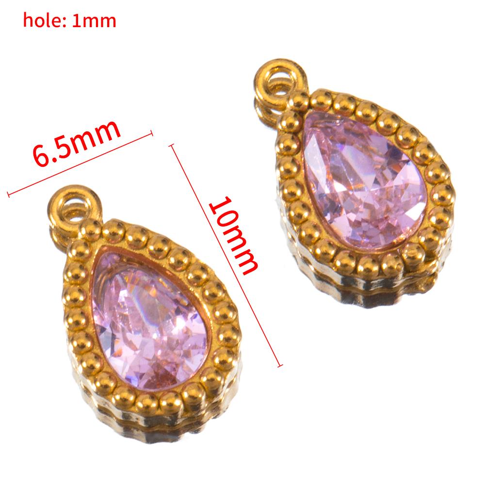 10pcs Stainless Steel Colorful Rhinestone Waterdrop Charms for Earrings Pendant Necklace DIY Jewelry Making Clothing Accessories