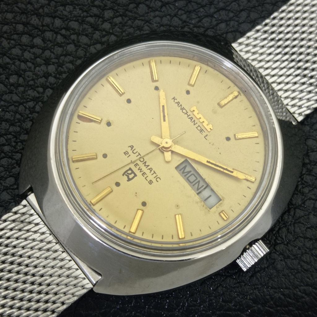 VINTAGE HMT KANCHAN AUTOMATIK 6501 INDISCHE HERRENUHR MIT GOLDENEM ZIFFERBLATT a703267-1