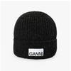 Ganni A5118 252 Logo Patch Light Structured Beanie