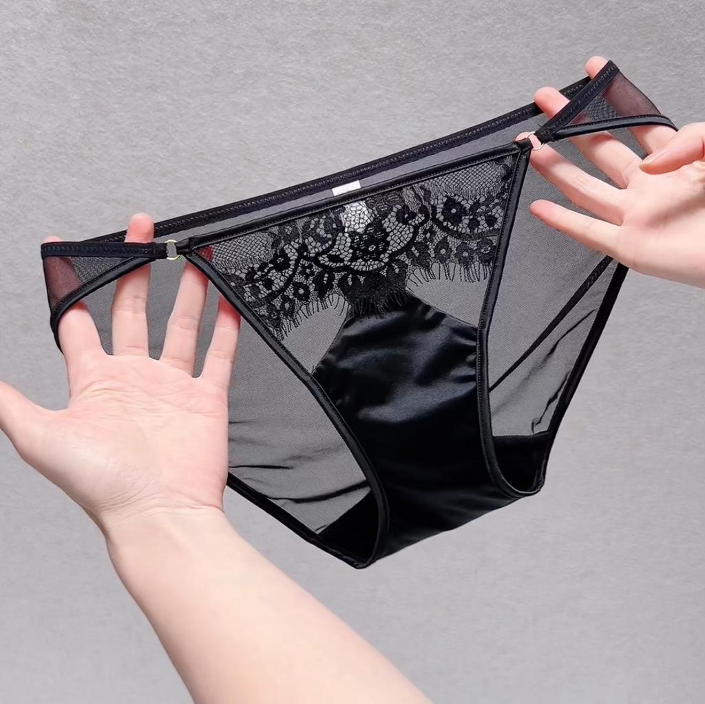 Women's Lace Panties Mid Waist Triangle Briefs Elastic Waist Sexy Comfortable Sexy Bikini Underwear Cheeky Underwear Panties Hipster Lace Trim Panties