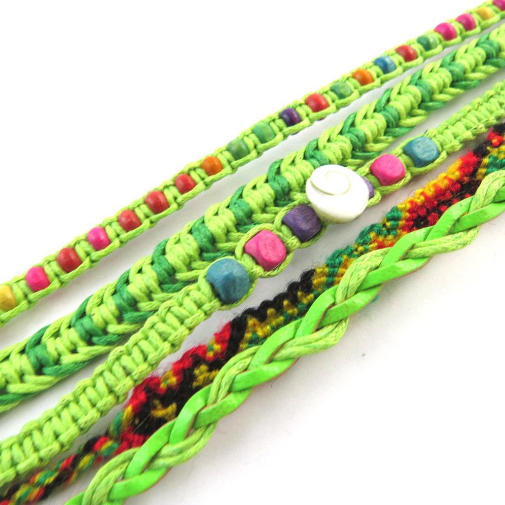 Les Trésors De Lily [N6339] - Green 'Kilimanjaro' Ethnic Bracelet (5 Rows)