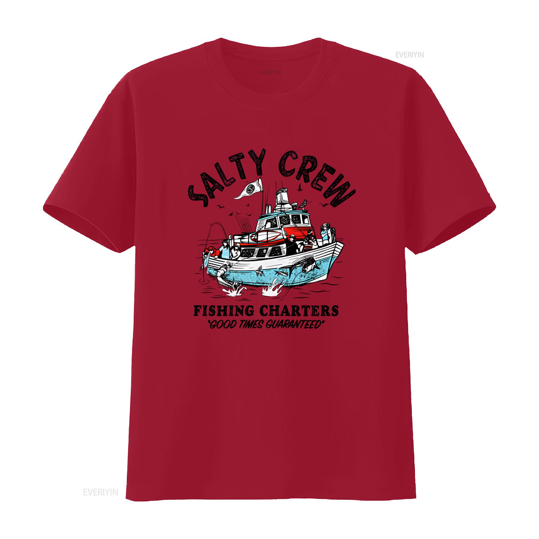 Salty Crew Fishing Charters  T Shirt Good Times Guaranteed for Enthusiasts vintage Washed Unisex Slightly Stylish S