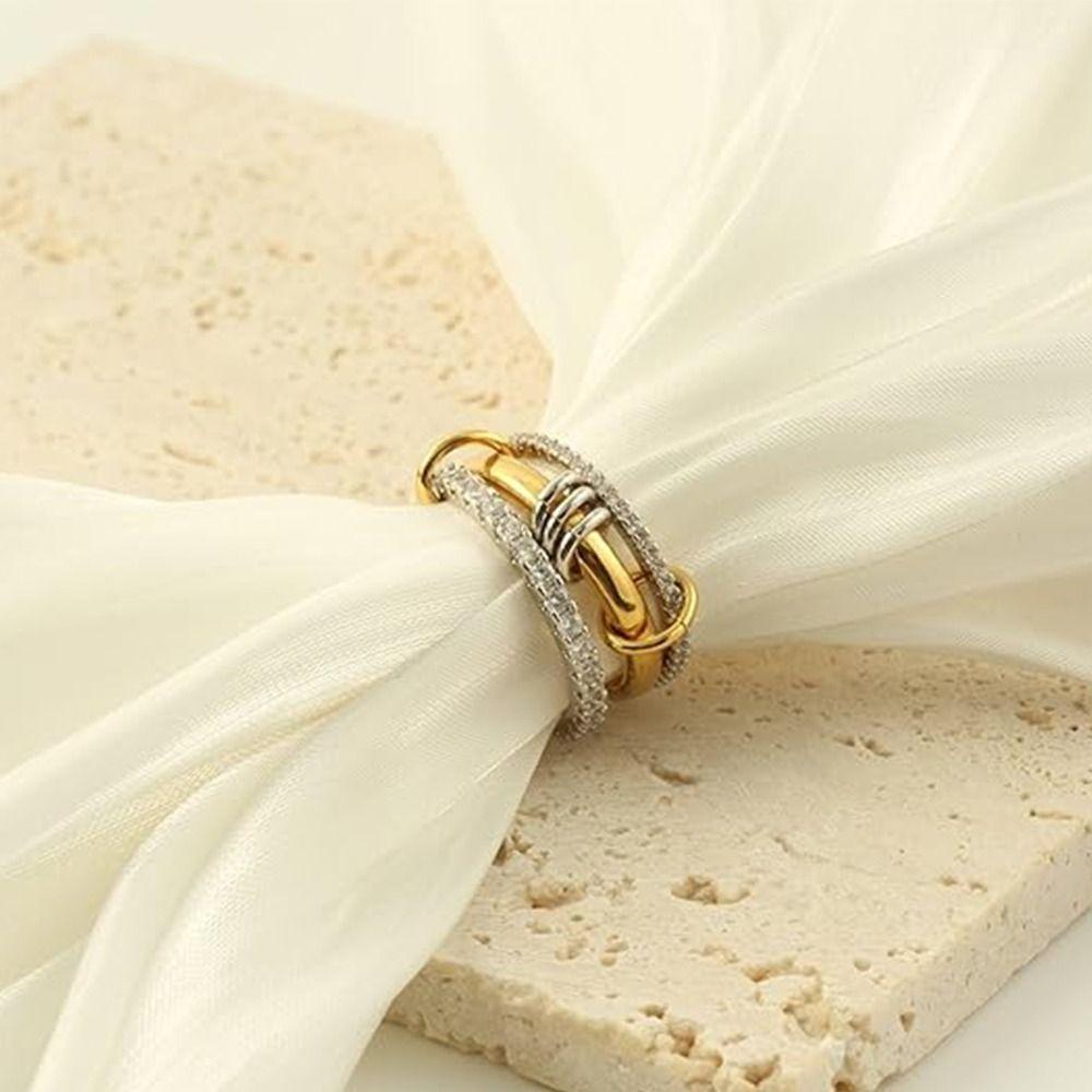 Stainless Steel Stackable Ring Full Diamond Zircon Rings for Women Fashion Gold Rings Perfect Gift