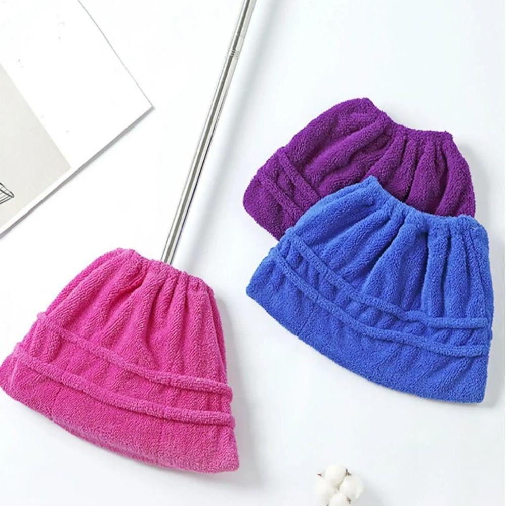 Reusable Broom Cover Water-absorbing Dry Wet Dual Use Floor Mop Covers Coral Fleece Washable Floor Cleaning Towel