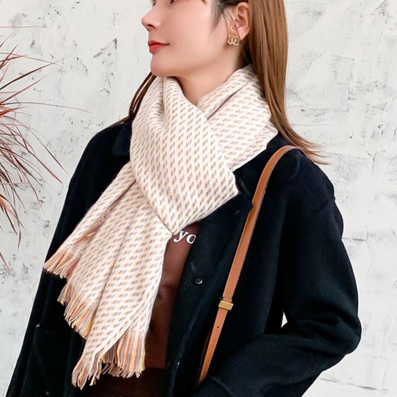 Women Scarf Plaid Winter Warm Tassel Shawl Thick
