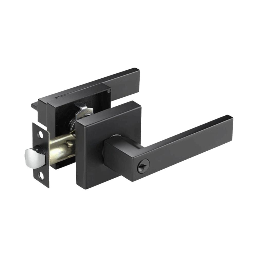 Aluminum Alloy Three-Bar Door Lock Modern Style Square Three-pole Handle Lock Furniture Hardware with Keys