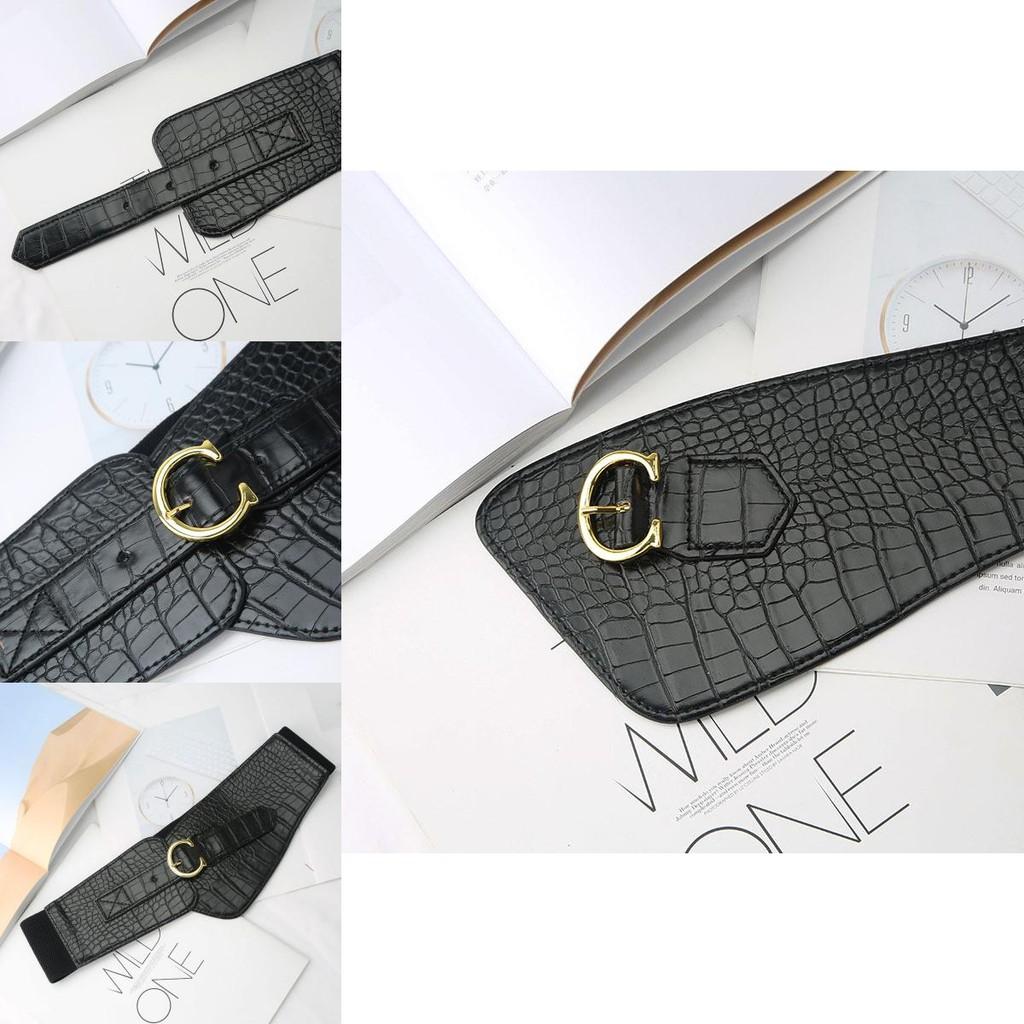 Womens Wide Leather Belt With Stitching Detail For Elegant Casual And Formal Outfits