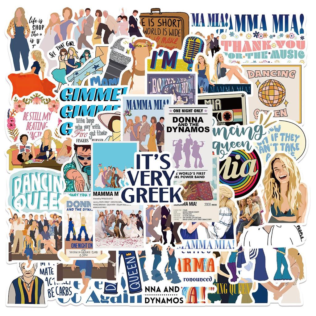 50 Song and Dance Movies Mama Mia Graffiti Stickers Decorate Suitcase Pen Guitar Notebook Waterproof Hot Stickers