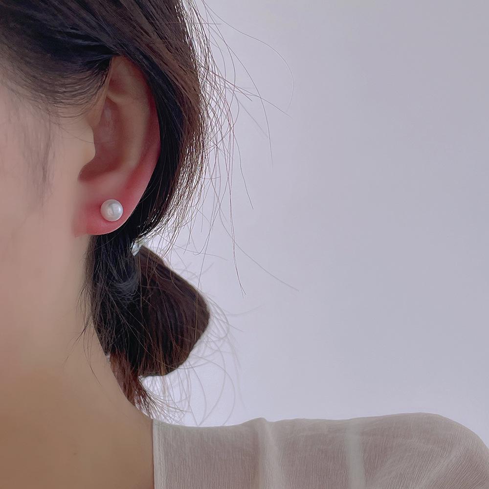 South Korea Dongdaemun Freshwater Pearl S925 Silver Earrings with Versatile, Temperament-Enhancing Design for Women