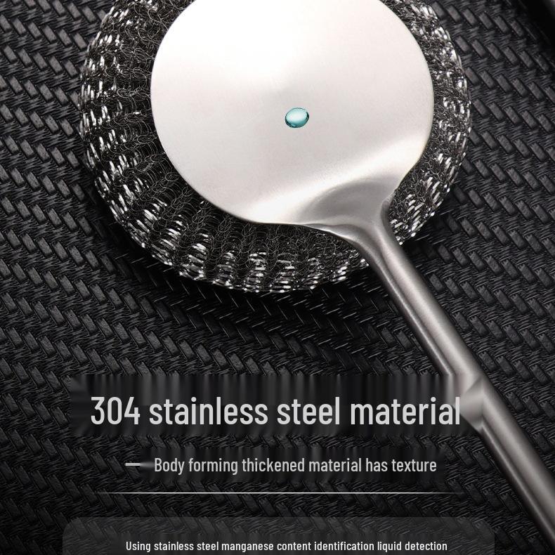304 Stainless Steel Long Handle Pot & Grill Cleaning Brush - Gentle on Hands