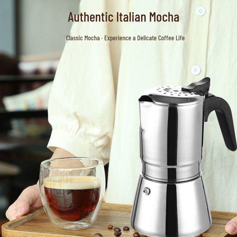 304 Stainless Steel Italian Moka Pot - High Pressure Espresso & Drip Coffee Maker