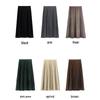 2023 New Wool Blend A-Line Midi Skirt: Pleated, Solid Color, Slimming, Great Drape for Autumn & Winter