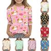 Kids Animal Print Crew Neck Three Quarter Sleeve Casual T Shirt Soft Comfortable Fabric Lightweight Breathable Design for Everyday Wear