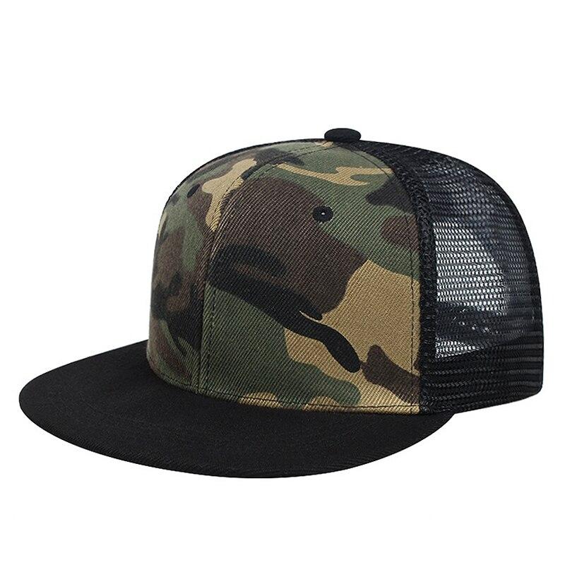 Camouflage Baseball Cap For Men Mesh Trucker Hat Unisex Fashion Summer Snapback Cap Flat Brim Skateboard Hip Hop Hats