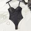 Sleeveless Deep V Jumpsuits Slim Fit Mesh Bodysuit Women Sweet Camisole Jumpsuits  Lady