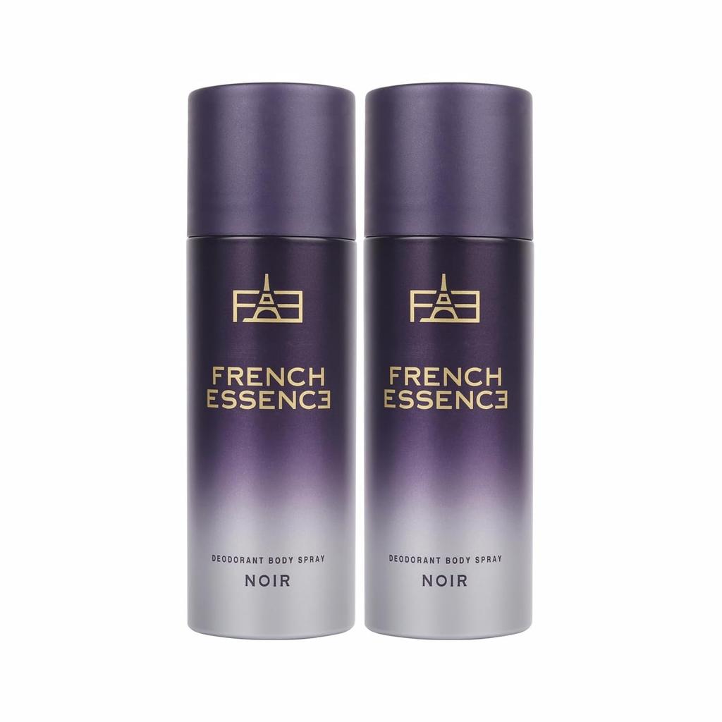 French Essence Noir Deodorant Body Spray For Men Pack Of 2 X 150ml - 5.07 Fl.oz. Each