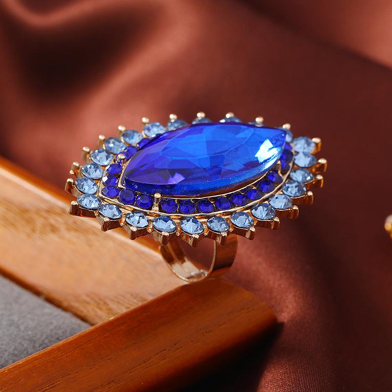 Винтажный Шик Преувеличенное Высококлассное Изысканное Роскошное Овальное Кольцо - Модное Искрящееся и Разомкнутое Adjustable opening