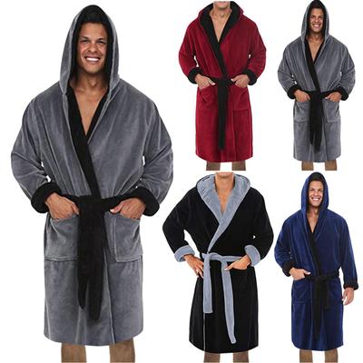 Inverno masculino alongado roupão de pelúcia xale roupas para casa casaco de manga comprida