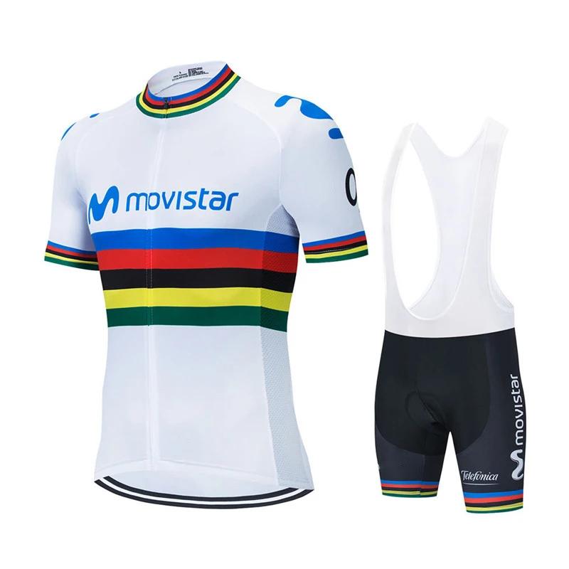 2025 Movistar Pattern Men Summer Cycling Clothing Breathable Clothes Kit Short Sleeve Bib Shorts MTB Ropa Ciclismo Maillot Wear