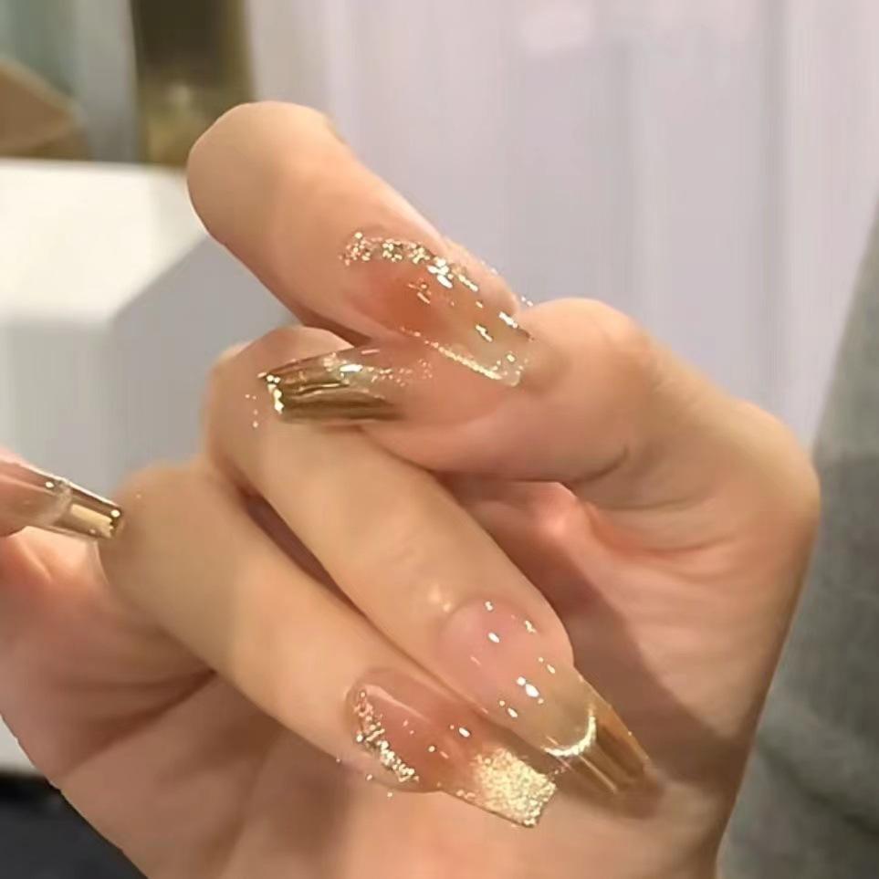 Pure Hand-made Phototherapy Wear Nail Art Tea Story Finished Product Reusable Nail Art Patches Can Be Removed