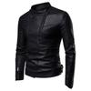 Mens Faux Leather Biker Jacket Winter Thickened Warm Casual Slim Fit Coat