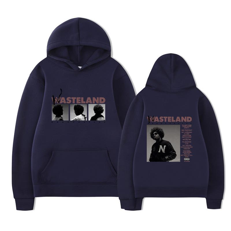 Unisex Schwarzer Hoodie Doppelseitiger Albumcover Grafikdruck Pullover Sweatshirt Streetwear
